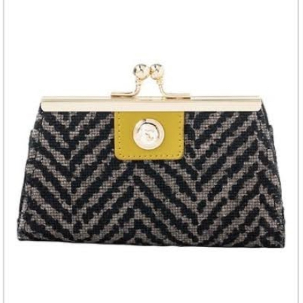 SPARTINA 449 Lorelei Island Black Chevrin Carpet Bag Coin Purse  NWT